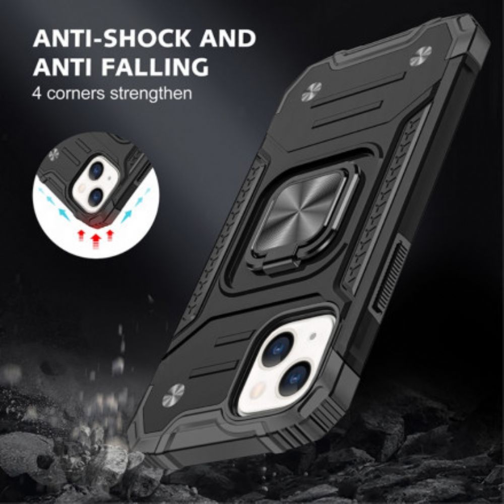 Hoesje voor iPhone 13 Ring-ondersteuning Pantserstijl
