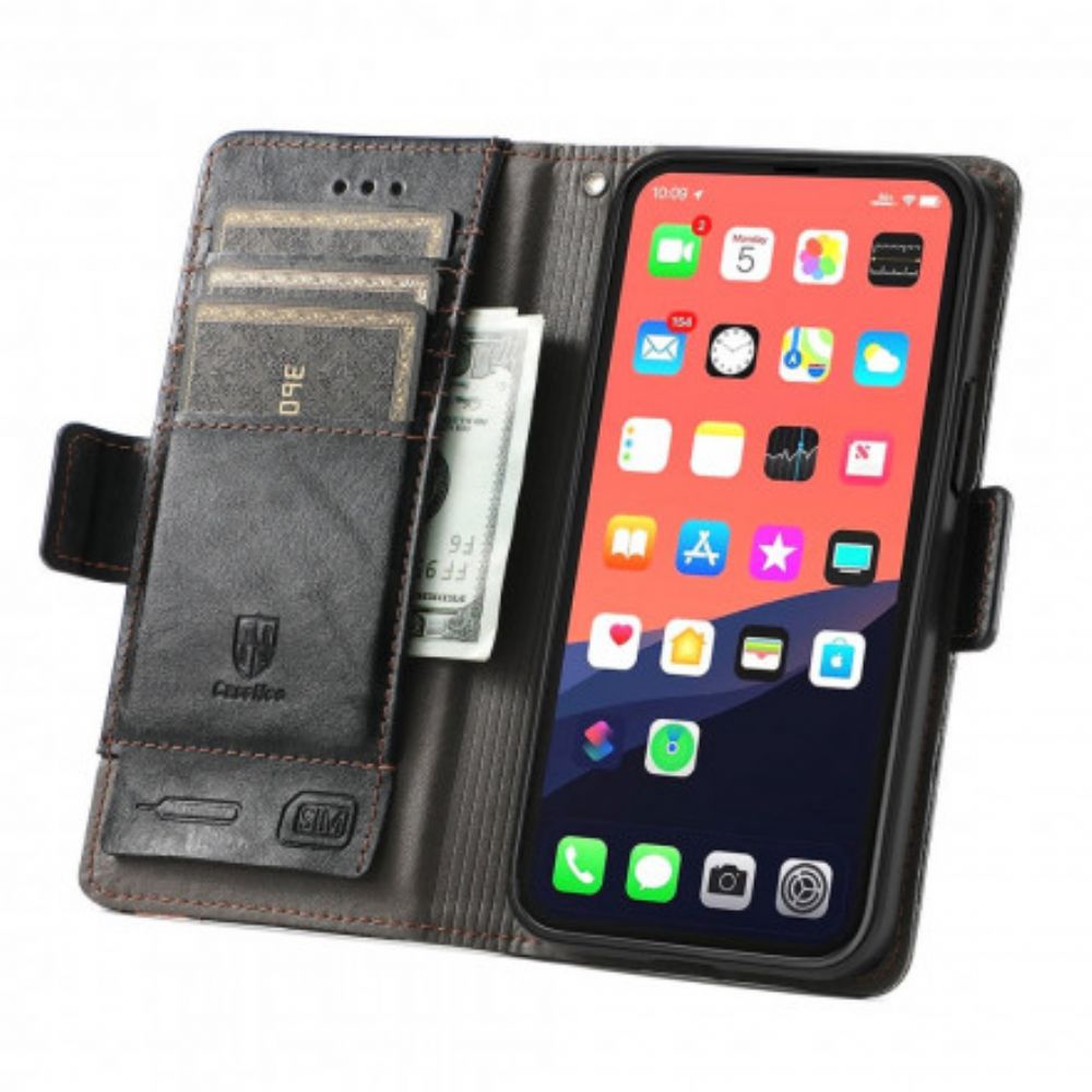 Leren Hoesje voor iPhone 13 Tweekleurige Dubbele Sluiting