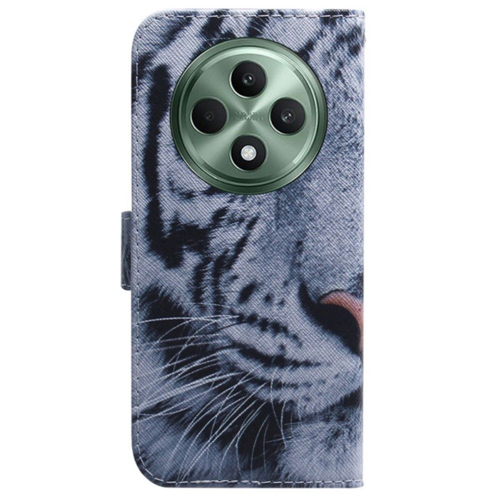 Leren Hoesje Voor Oppo Reno 12f 5g Witte Tijger