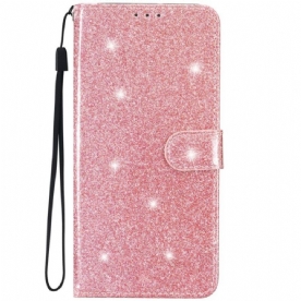 Folio-hoesje voor iPhone 15 Plus Met Ketting Glittereffect Met Riempje