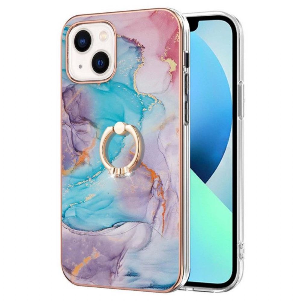 Hoesje voor iPhone 15 Plus Marmeren Steunring