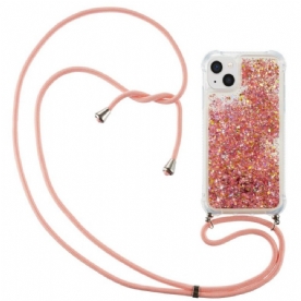 Hoesje voor iPhone 15 Plus Met Koord Koord Met Pailletten