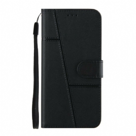 Flip Case voor iPhone 13 Pro Max Met Ketting Geo Kunstleren Band