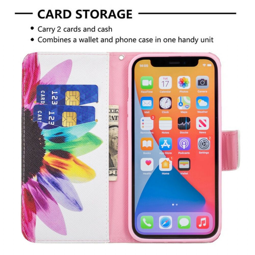 Folio-hoesje voor iPhone 13 Pro Max Aquarel Bloem