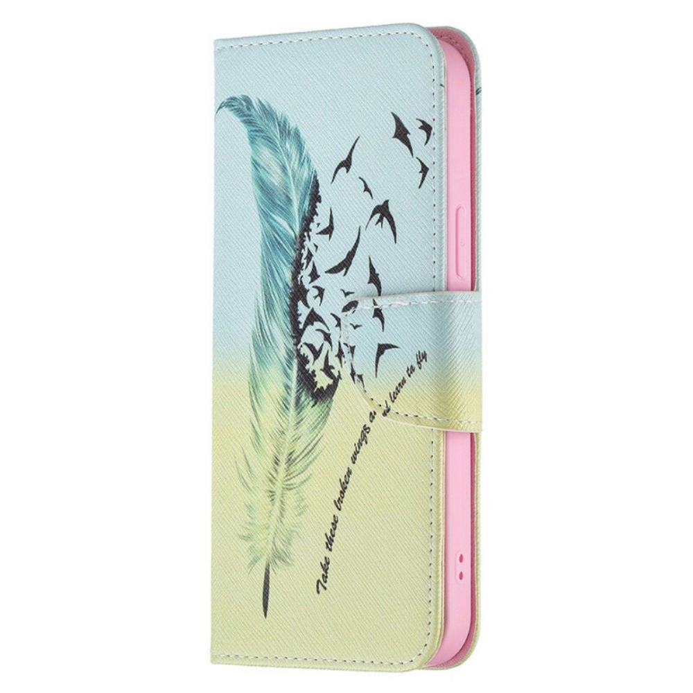 Folio-hoesje voor iPhone 13 Pro Max Leren Vliegen