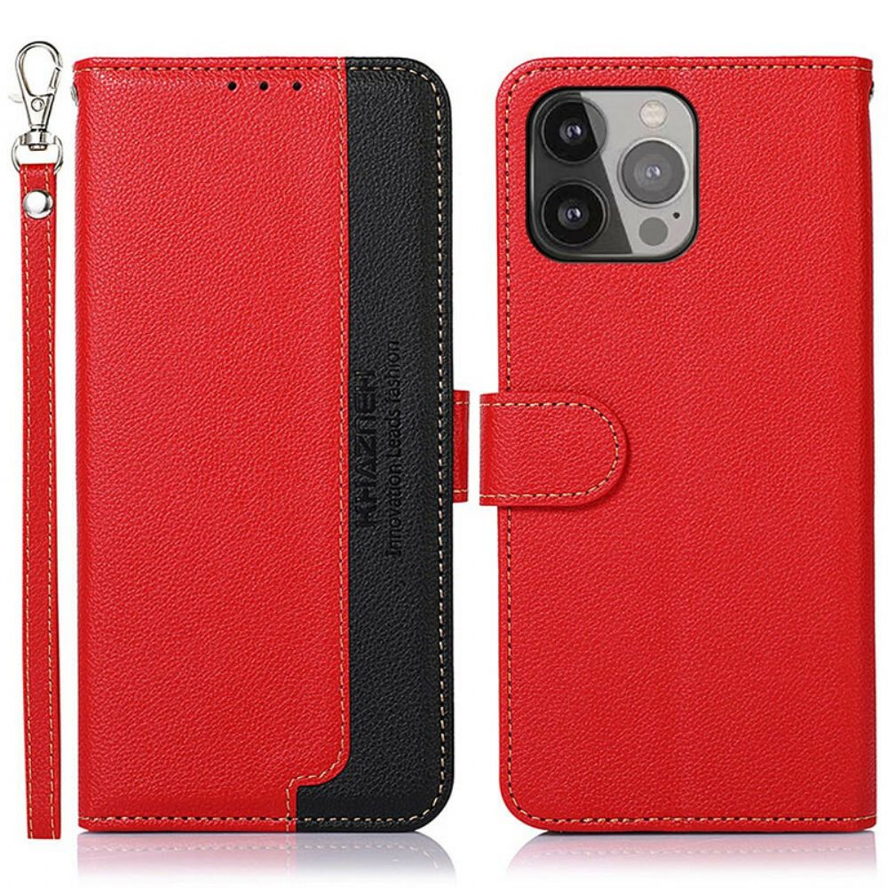 Folio-hoesje voor iPhone 13 Pro Max Liche-stijl Rfid Khazneh