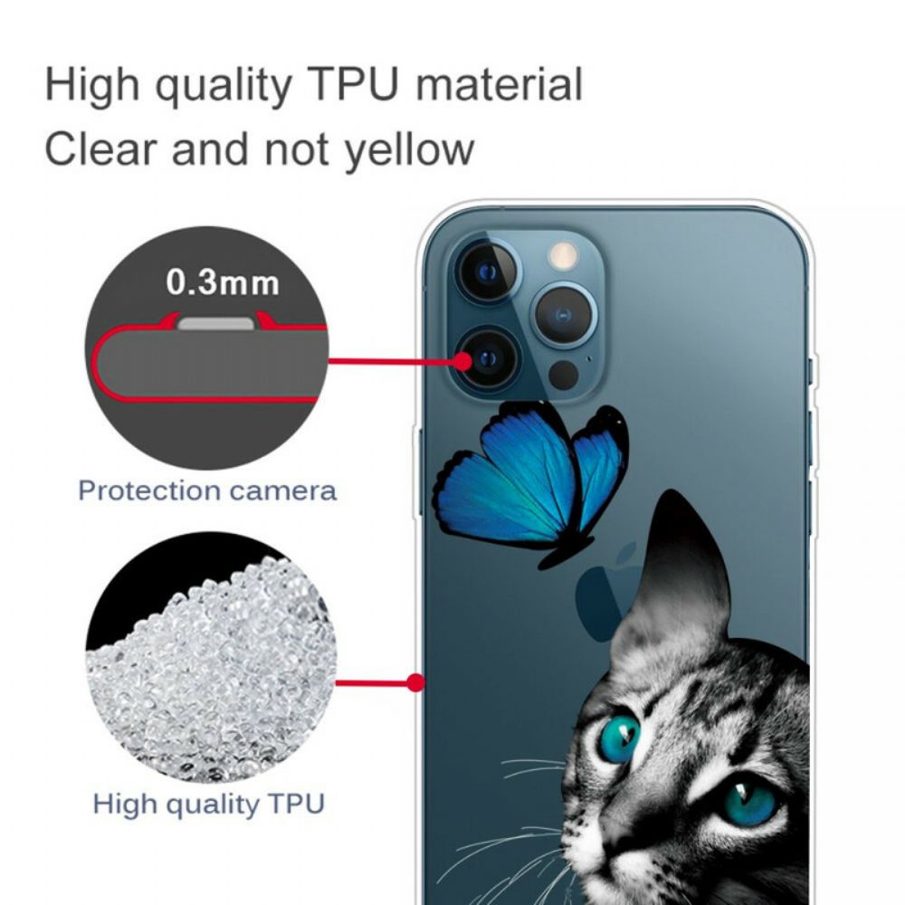 Hoesje voor iPhone 13 Pro Max Kat En Vlinder