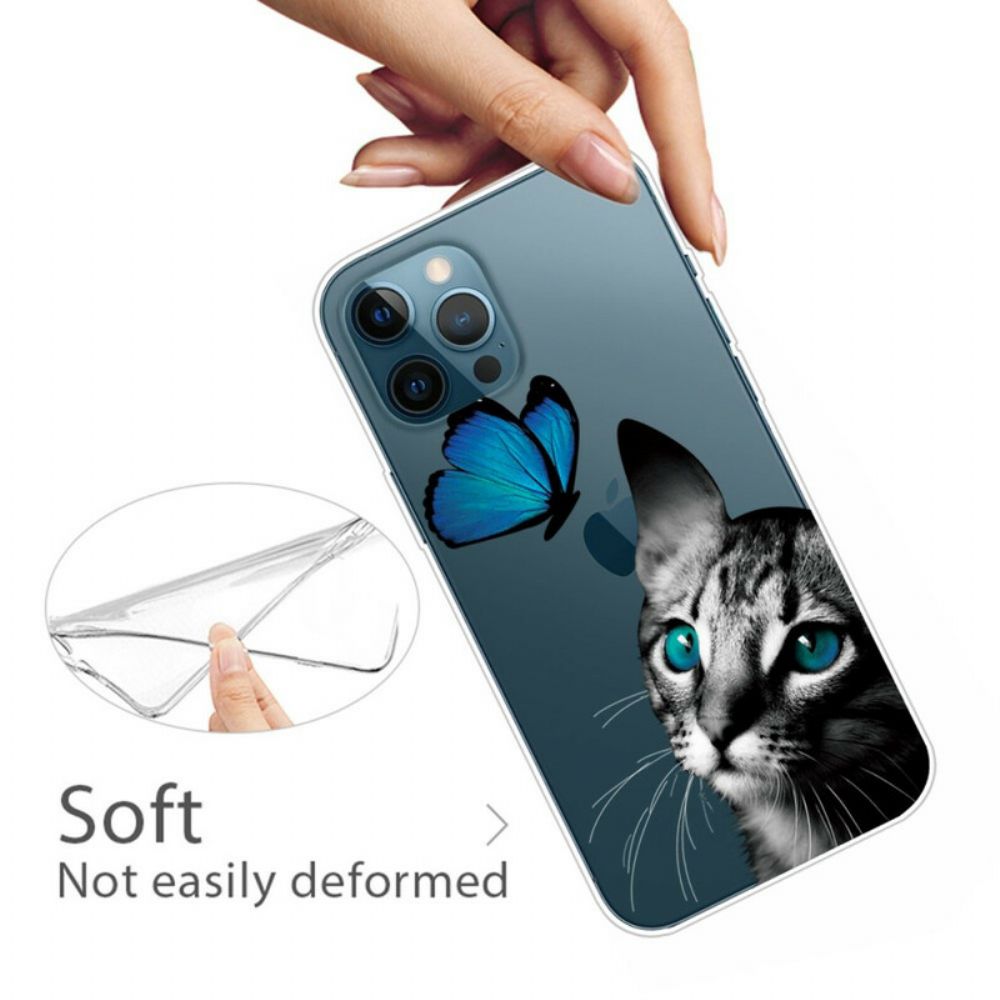 Hoesje voor iPhone 13 Pro Max Kat En Vlinder
