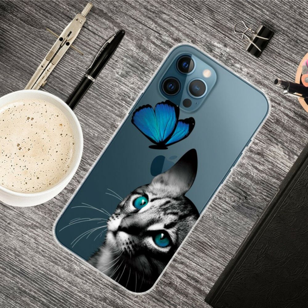 Hoesje voor iPhone 13 Pro Max Kat En Vlinder