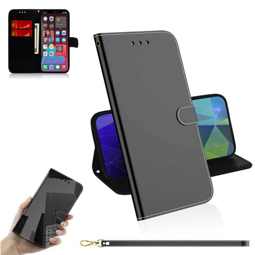 Leren Hoesje voor iPhone 13 Pro Max Spiegel Van Kunstleer