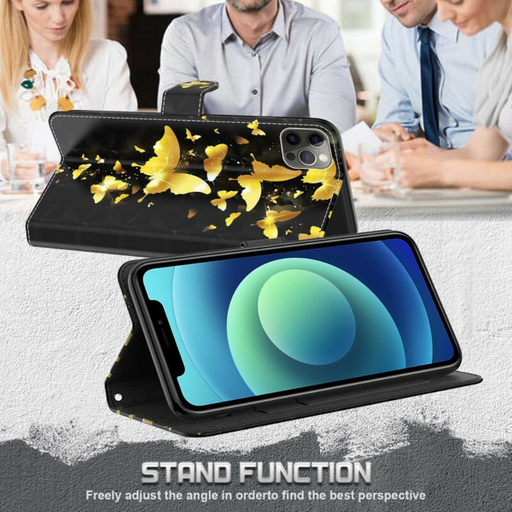 Leren Hoesje voor iPhone 13 Pro Max Vlinders