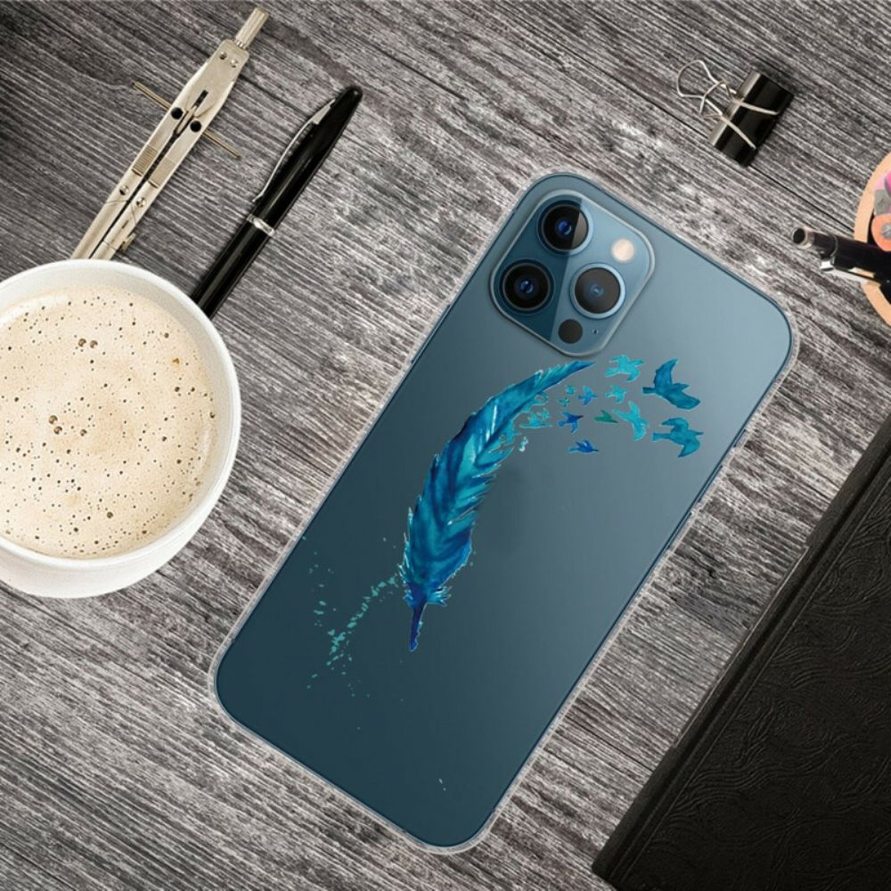Telefoonhoesje voor iPhone 13 Pro Max Mooie Blauwe Veer