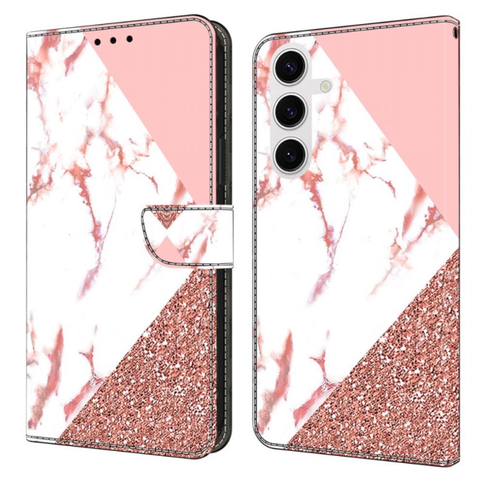 Flip Case Leren Samsung Galaxy S26 Plus Driehoekig Marmerpatroon