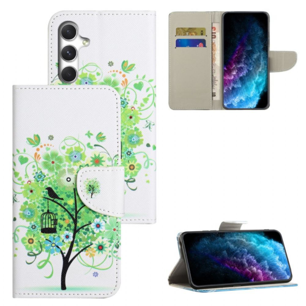 Flip Case Leren Samsung Galaxy S26 Plus Groene Boom