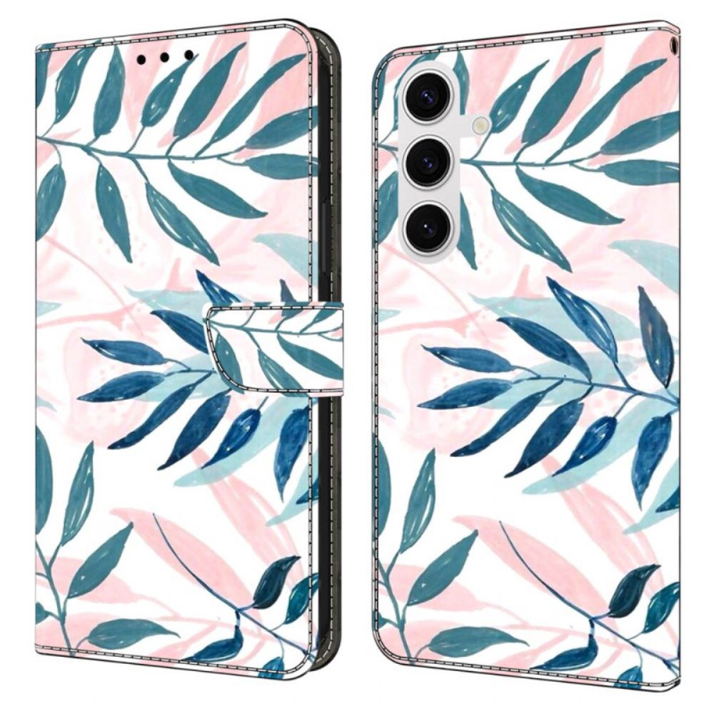 Leren Hoesje Samsung Galaxy S26 Plus Aquarelbladeren