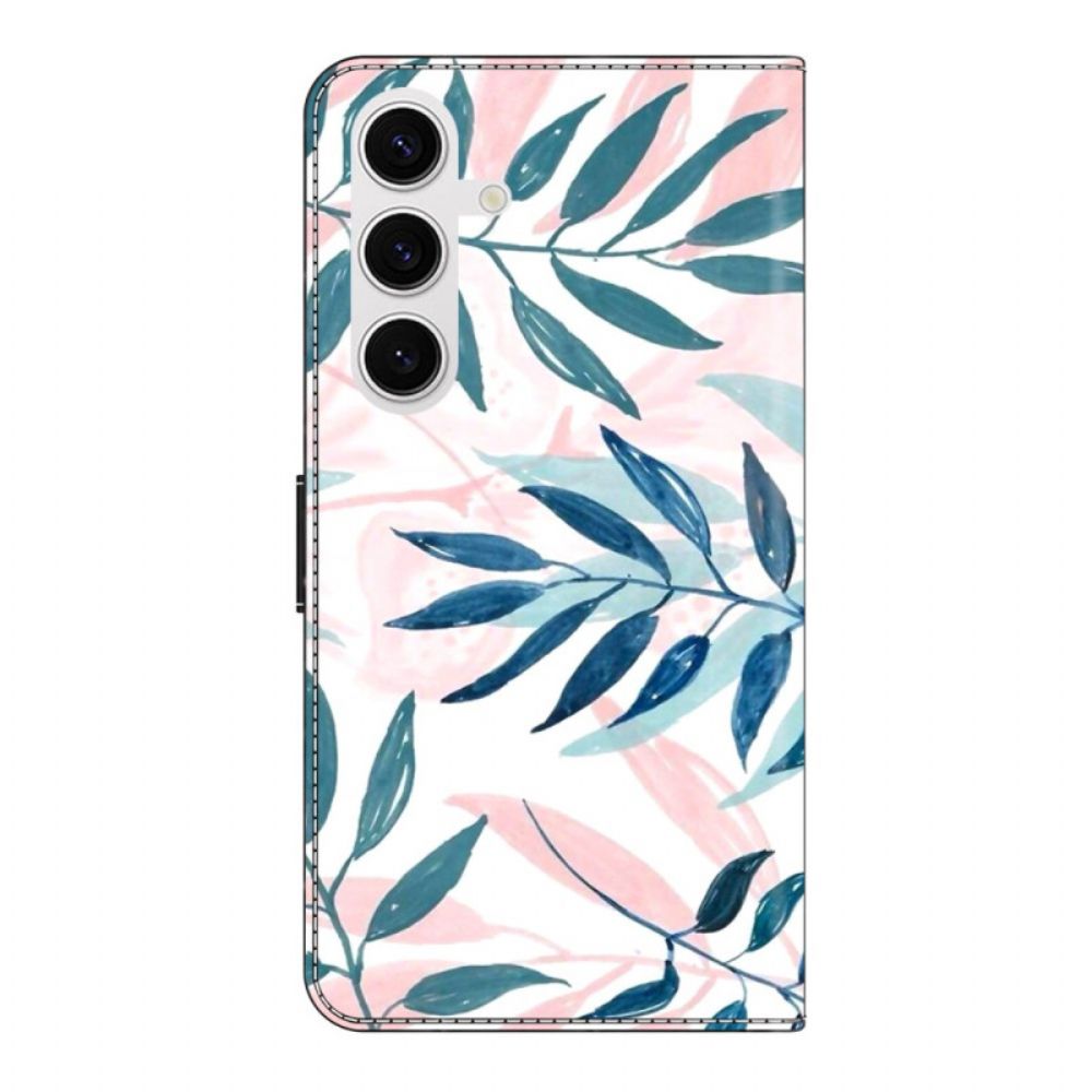 Leren Hoesje Samsung Galaxy S26 Plus Aquarelbladeren