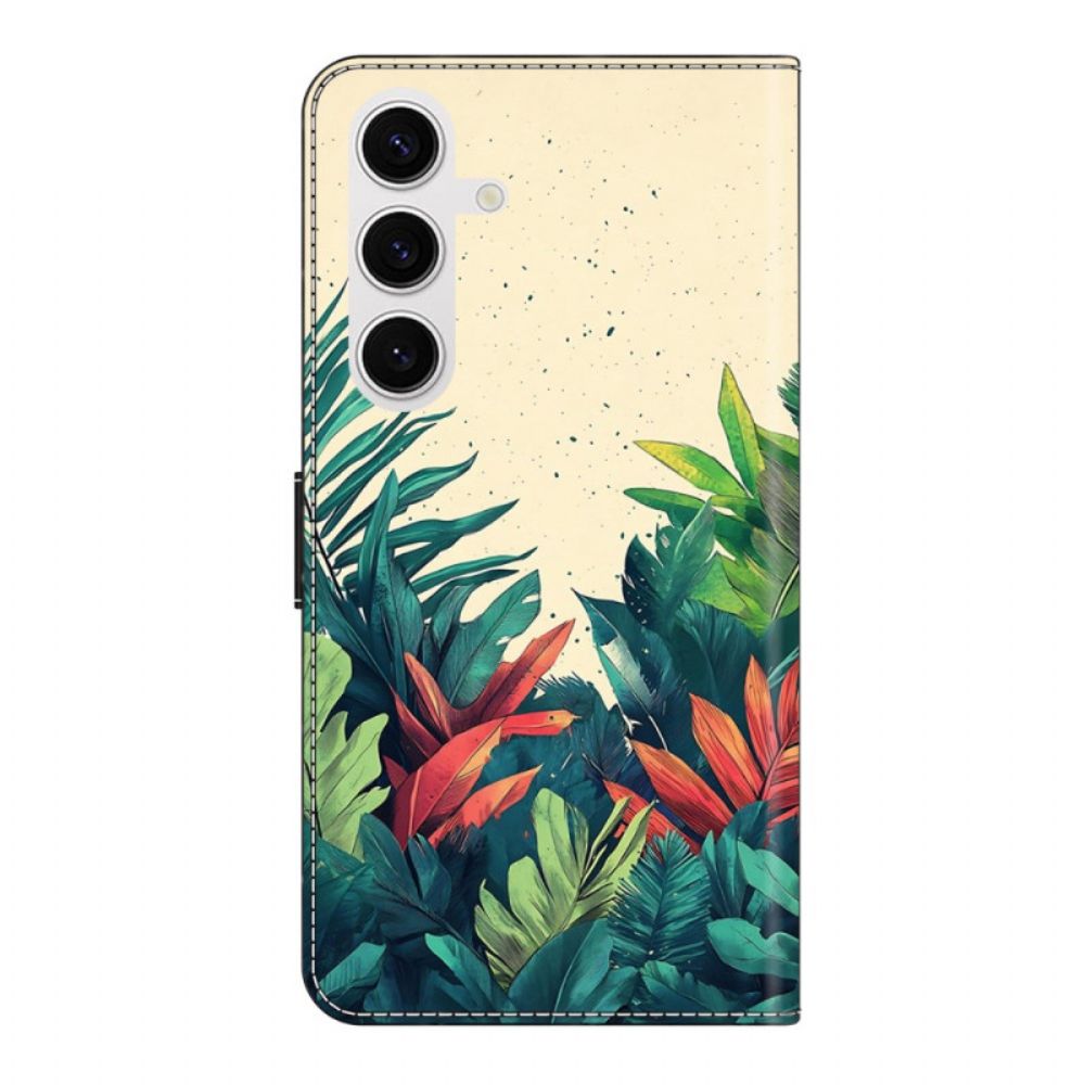 Leren Hoesje Samsung Galaxy S26 Plus Bladeren Bescherming Hoesje