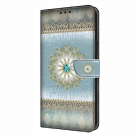 Leren Hoesje Samsung Galaxy S26 Plus Blauwe Diamantbloem