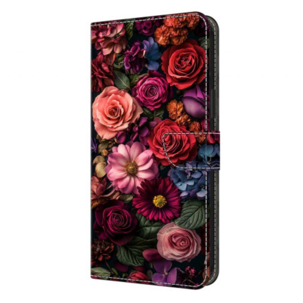 Leren Hoesje Samsung Galaxy S26 Plus Bloemenpatroon Bescherming Hoesje