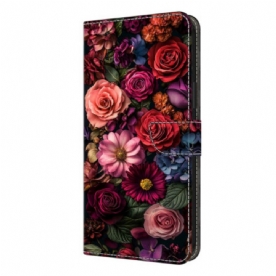 Leren Hoesje Samsung Galaxy S26 Plus Bloemenpatroon Bescherming Hoesje