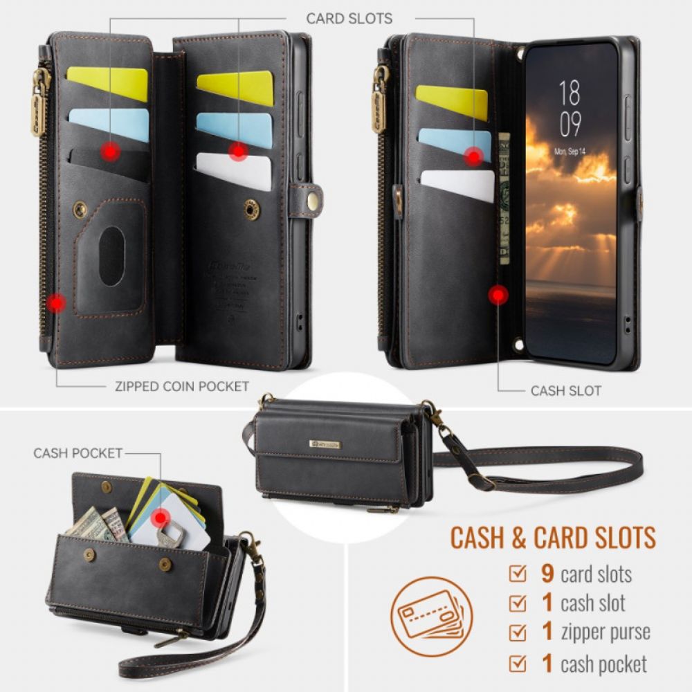 Leren Hoesje Samsung Galaxy S26 Plus Caseme Rfid-bescherming En Schouderband