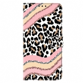Leren Hoesje Samsung Galaxy S26 Plus Gestreept Luipaardpatroon