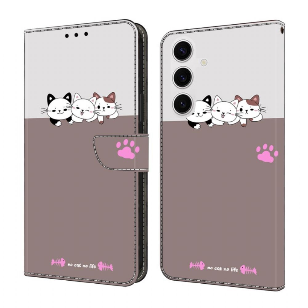 Leren Hoesje Samsung Galaxy S26 Plus Grafisch Katten Bescherming Hoesje