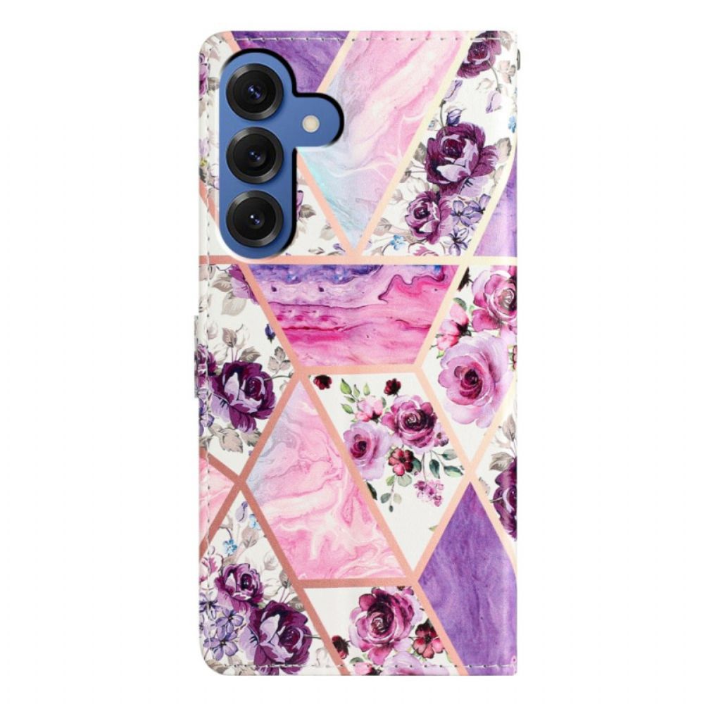 Leren Hoesje Samsung Galaxy S26 Plus Paarse Bloemen Bescherming Hoesje