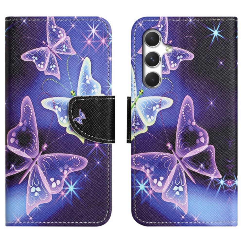 Leren Hoesje Samsung Galaxy S26 Plus Sprankelende Vlinders