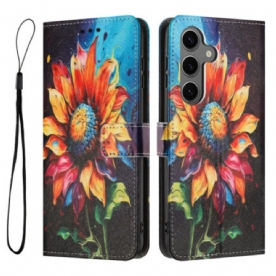Leren Hoesje Samsung Galaxy S26 Plus Zonnebloem Bescherming Hoesje