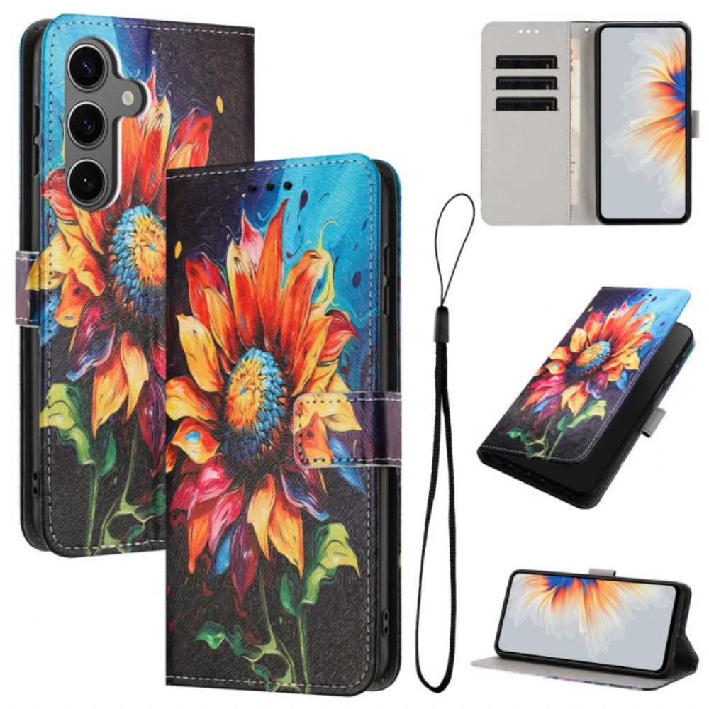 Leren Hoesje Samsung Galaxy S26 Plus Zonnebloem Bescherming Hoesje