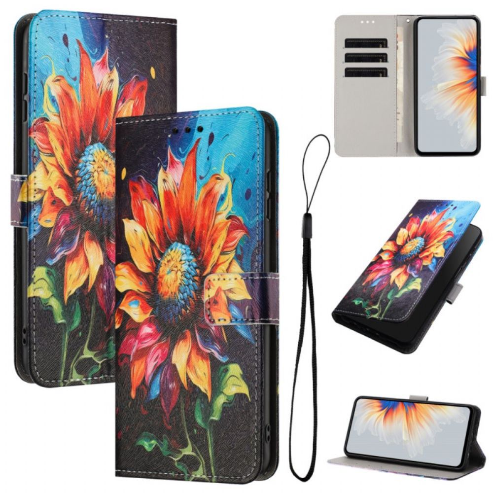 Leren Hoesje Samsung Galaxy S26 Plus Zonnebloem Bescherming Hoesje