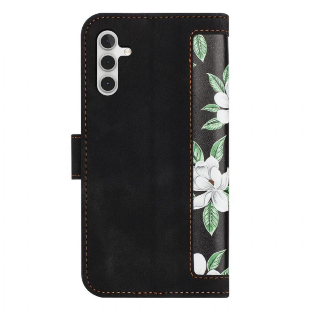 Leren Hoesje Voor Samsung Galaxy S26 Plus Bloemen Met Bandje