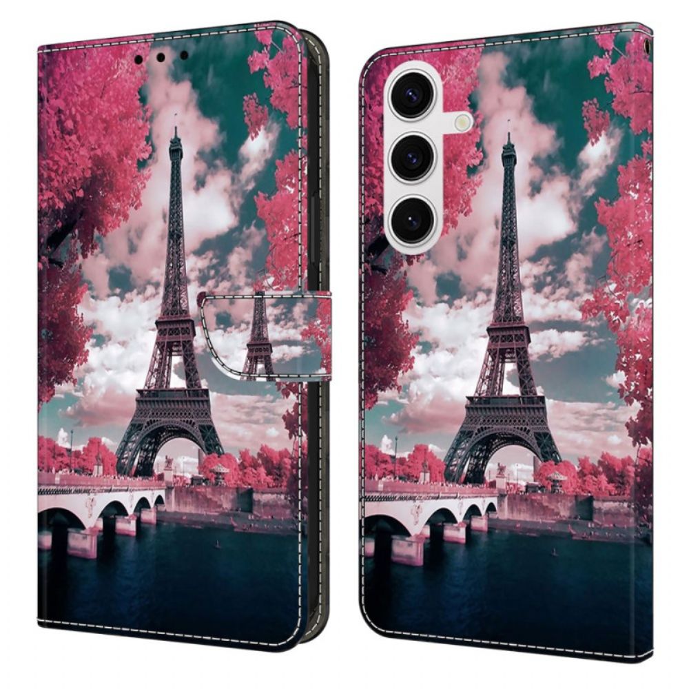 Leren Hoesje Voor Samsung Galaxy S26 Plus Eiffeltoren