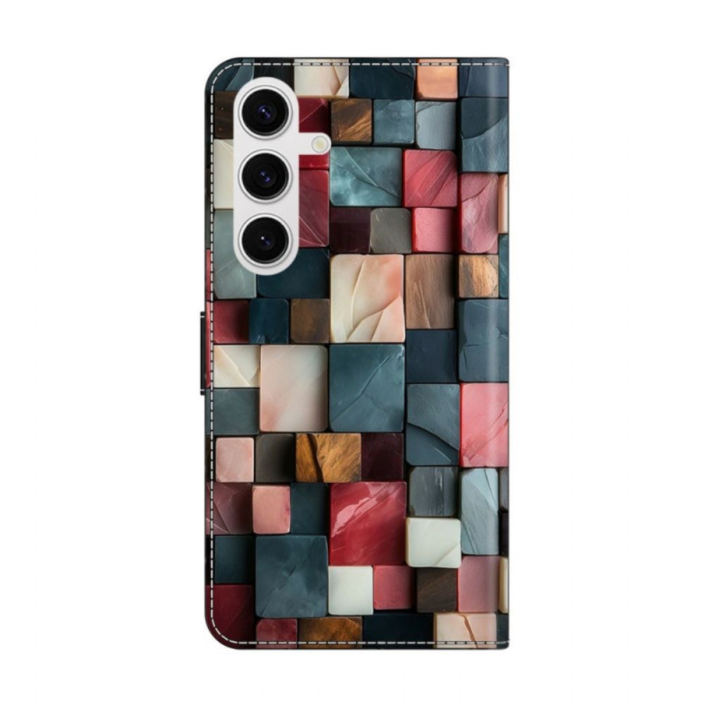 Leren Hoesje Voor Samsung Galaxy S26 Plus Gekleurde Bakstenen