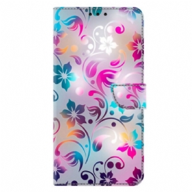 Leren Hoesje Voor Samsung Galaxy S26 Plus Handgemaakte Bloemen