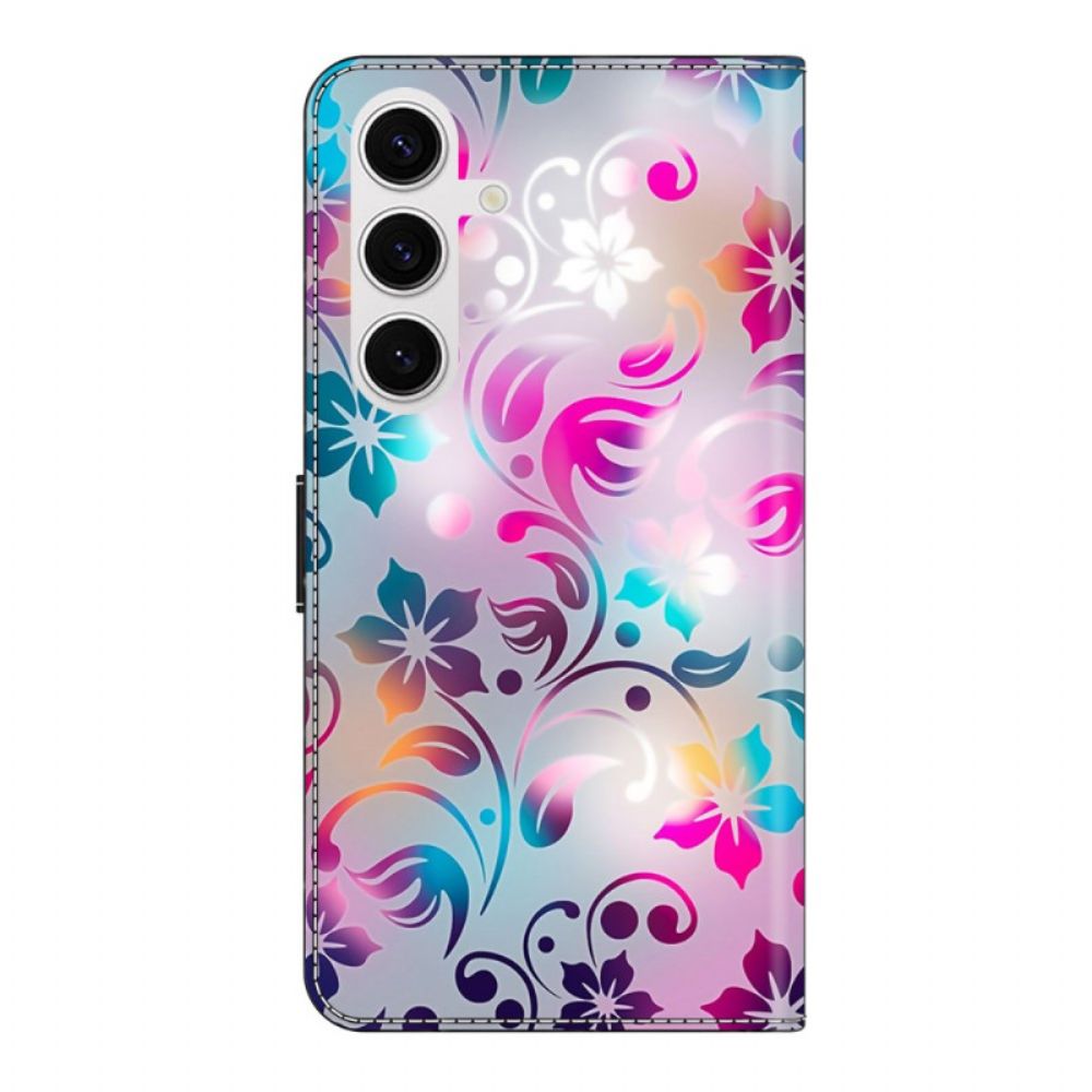 Leren Hoesje Voor Samsung Galaxy S26 Plus Handgemaakte Bloemen