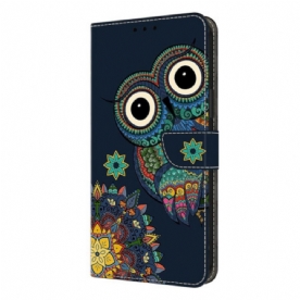 Leren Hoesje Voor Samsung Galaxy S26 Plus Uilenmandala-patroon
