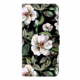 Leren Hoesje Voor Samsung Galaxy S26 Plus Wit Bloemenmotief