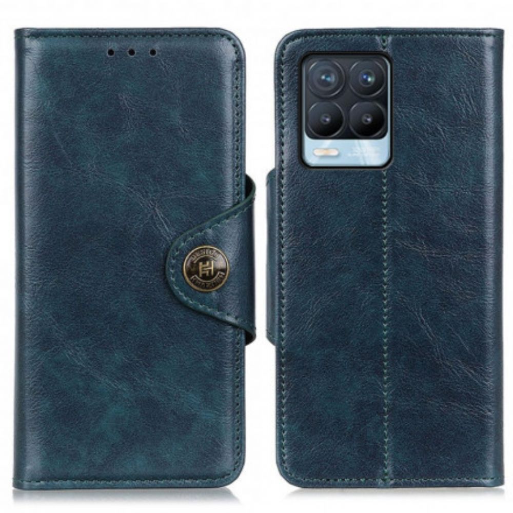 Leren Hoesje voor Realme 8 / 8 Pro Glanzend Imitatieleer Khazneh
