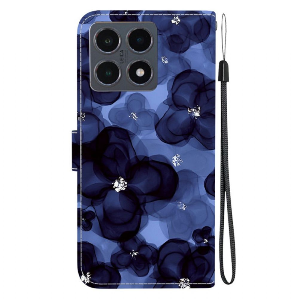 Bescherming Hoesje Xiaomi 15t Inktblauwe Bloemen
