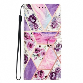 Flip Case Leren Xiaomi 15t Paars Bloemenpatroon