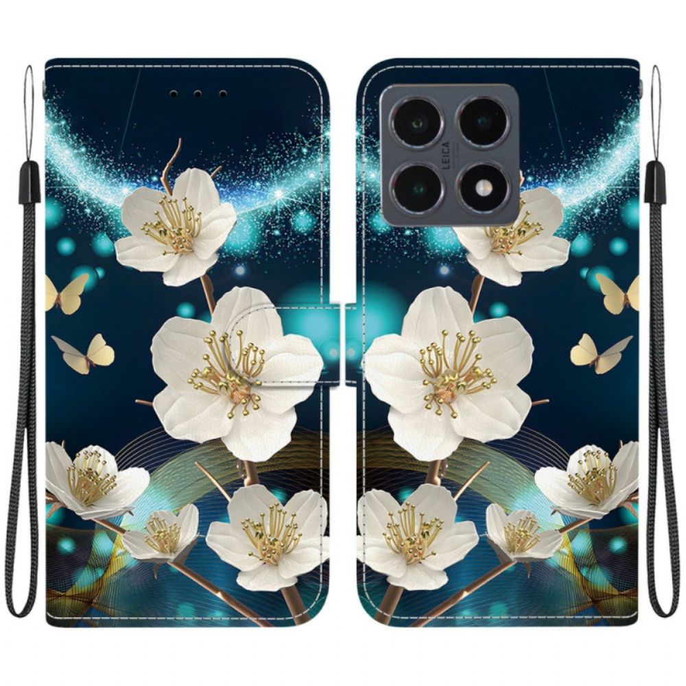 Flip Case Leren Xiaomi 15t Wit Magnolia's