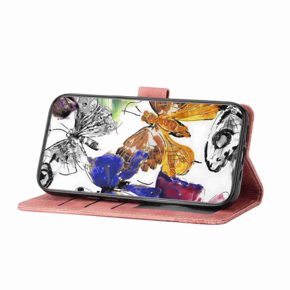 Folio-hoesje Xiaomi 15t Suède-look Met Vlindereffect