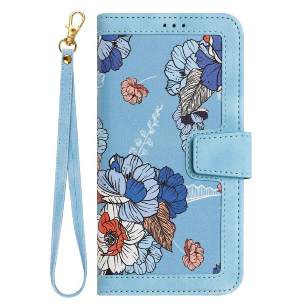 Folio-hoesje Xiaomi 15t Telefoonhoesje Bloemendesign Met Bandje