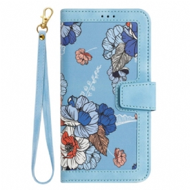 Folio-hoesje Xiaomi 15t Telefoonhoesje Bloemendesign Met Bandje