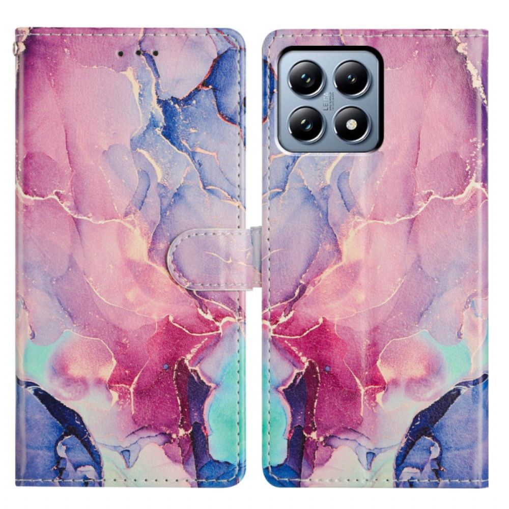 Folio-hoesje Xiaomi 15t Telefoonhoesje Groen En Roze Marmer