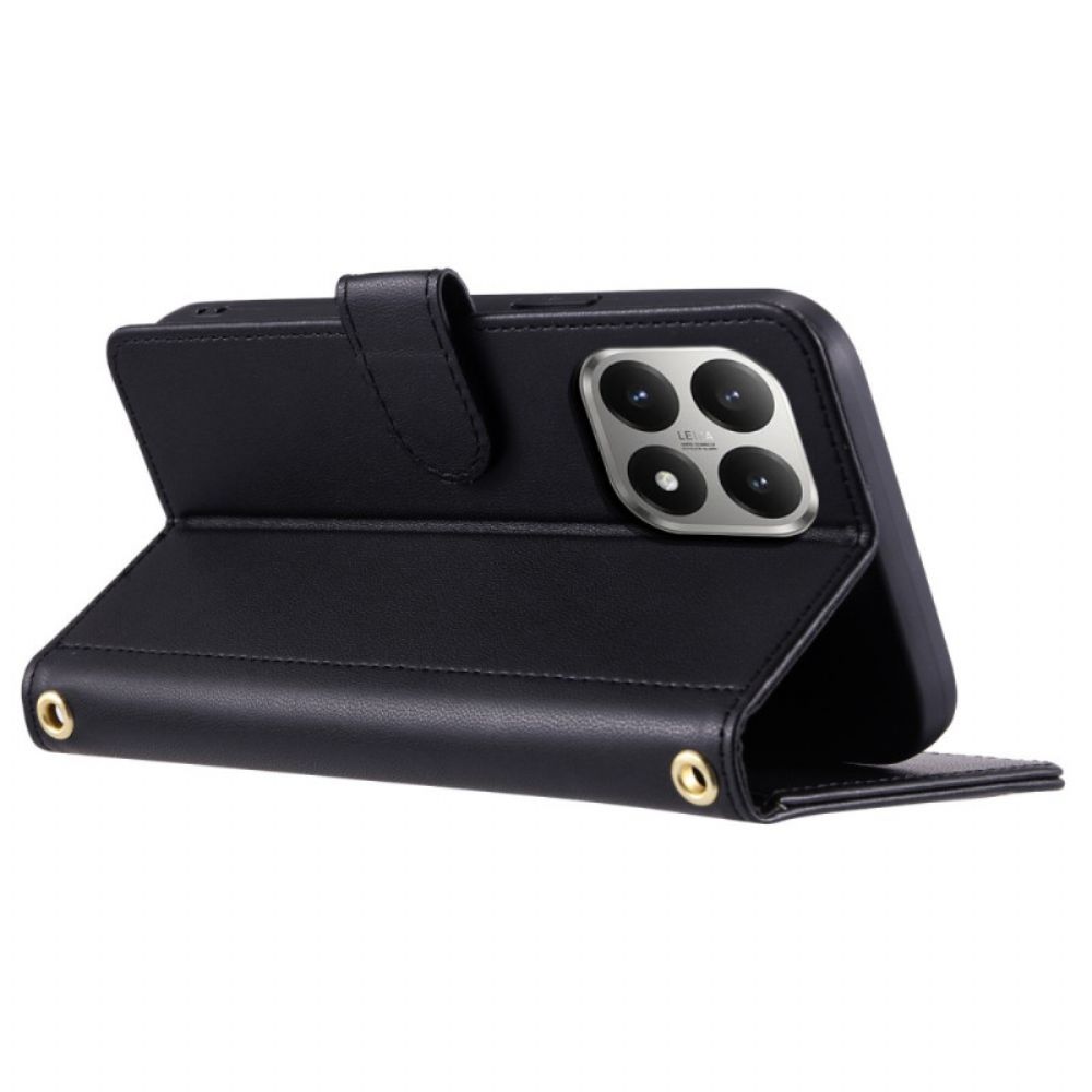 Leren Hoesje Voor Xiaomi 15t Gewatteerd Met Bandjes