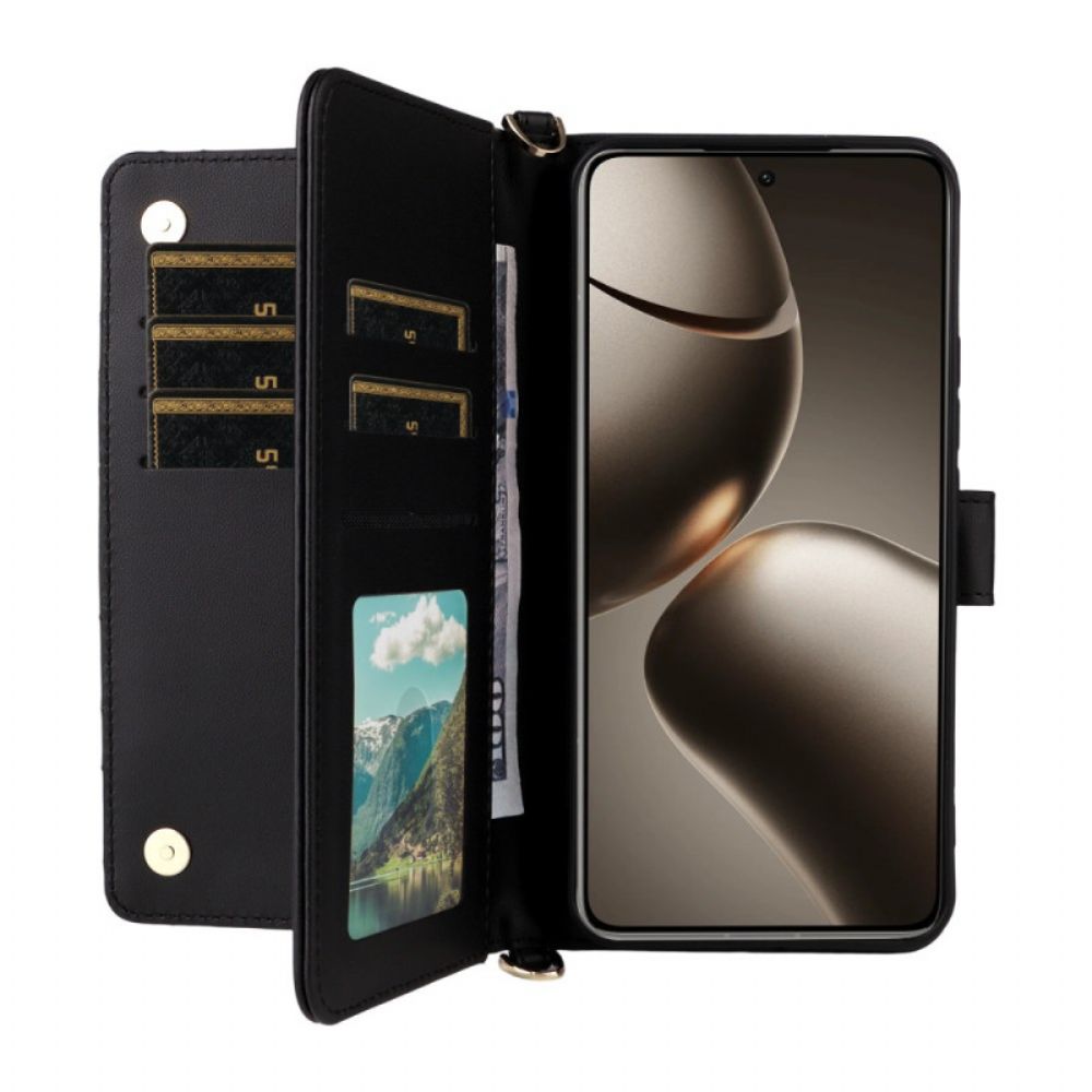 Leren Hoesje Voor Xiaomi 15t Gewatteerd Met Schouderband En Polsband