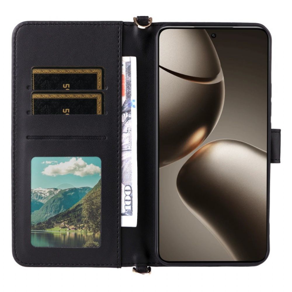 Leren Hoesje Voor Xiaomi 15t Gewatteerd Met Schouderband En Polsband